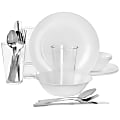 Gibson Ultra Angel Silk 24-Piece Opal Glass Dinnerware And Flatware Combo Set, White 1 thumbnail image