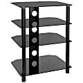 Mount-It! MI-867 AV Component Glass Media TV Stand, 27-1/2”H x 17”W x 16-1/2”D, Black