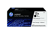 HP 12A Black Toner Cartridges, Pack Of 2, Q2612D