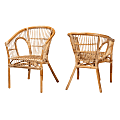 bali & pari Alleta Modern Bohemian Dining Chairs, Natural Brown, Set Of 2 Chairs