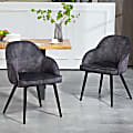 Glamour Home Batia Velvet Fabric Dining Accent Chairs, Gray, Set Of 2 Chairs 1 thumbnail image