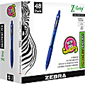 Zebra® Pen Z-Grip® Retractable Ballpoint Pens, Pack Of 48, Medium Point, 1.0 mm, Blue Barrel, Blue Ink 1 thumbnail image