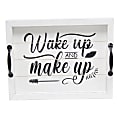Elegant Designs Salento LED Light Up Wooden Serving Tray With Metal Handles, 2-1/2”H x 12”W x 15-1/2”D, White Wash 1 thumbnail image