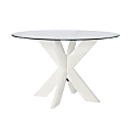 Powell Avaloni X Base Dining Table, 30"H x 48"W x 48"D, White/Clear