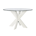 Powell Avaloni X Base Dining Table, 30"H x 48"W x 48"D, White/Clear 1 thumbnail image