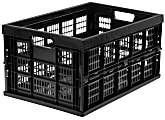 Mount-It! Collapsible Standard Duty Storage Crate, 10-1/2”H x 20-1/2”W x 13-15/16”D, Black