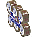 Tape Logic® Stop If Seal Is Broken Preprinted Carton-Sealing Tape, 3" Core, 2" x 55 Yd., Red/Tan, Case Of 6