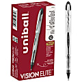 uni-ball® Vision™ Elite™ Liquid Ink Rollerball Pens, Bold Point, 0.8 mm, White Barrel, Black Ink, Pack Of 12