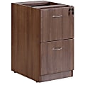 Lorell® Essentials 16"W Vertical 2-Drawer Fixed Pedestal File Cabinet For Computer Desk, Walnut