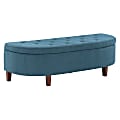 Office Star Jaycee Wood/Fabric Storage Bench, 19”H x 59-1/2”W x 22-1/4”D, Brown/Blue 1 thumbnail image