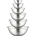 NutriChef Kitchen Mixing Bowls - Food Mixing Bowl Set, Stainless Steel (6 Bowls) - Mixing, Serving, Marinating - NCMB6PC 1 thumbnail image