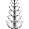 NutriChef Kitchen Mixing Bowls - Food Mixing Bowl Set, Stainless Steel (6 Bowls) - Mixing, Serving, Marinating - Dishwasher Safe - Stainless Steel - Mirror Polished - Stainless Steel, Metal Body - 1 Set