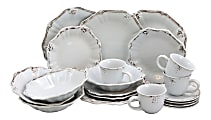 Elama Fleur De Lys 20-Piece Dinnerware Set, White 1 thumbnail image