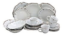 Elama Fleur De Lys 20-Piece Dinnerware Set, White