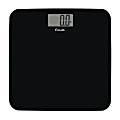 Escali B180SB Sleek Rounded 440 Lb Capacity Tempered Glass Bathroom Scale, 1/2”H x 11-15/16”W x 11-15/16”D, Black