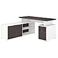 Bush Business Furniture Jamestown L-Shaped Desk With Drawers, 60"W, Storm Gray/White, Standard Delivery