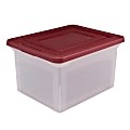 Office Depot® Brand Letter And Legal File Tote, 18"L x 14 1/4"W x 10 7/8"H, Clear/Burgundy