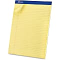 Ampad Basic Micro Perforated Writing Pads, 50 Sheets, Stapled, Wide Ruled, 8 1/2" x 11 1/2", Canary Yellow, Pack Of 12