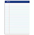 Ampad Basic Micro Perforated Writing Pads, 50 Sheets, Stapled, Wide Ruled, 8 1/2" x 11 3/4", White Paper, Pack Of 12