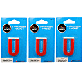 Dowling Magnets 2" Alnico Horseshoe Magnets, Red, All Ages, Pack Of 3 Magnets