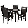 Baxton Studio Miya Dining Set, 29-15/16”H x 35-7/16”W x 35-7/16”D, Dark Brown