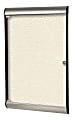 Ghent Silhouette 1-Door Enclosed Bulletin Board, Vinyl, 42-1/8" x 27-3/4", Ivory, Satin Black Aluminum Frame