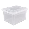 Office Depot® Brand File Tote With Snap Lid And Built In Handles, Letter/Legal Size, 18" x 14 1/4" x 10-7/8", Clear 1 thumbnail image