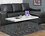 Monarch Specialties Coffee Table With Glass Base, Rectangle, Glossy White