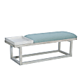 Powell Martinez Padded Bench With Tray, 18”H x 52”W x 17-1/2”D, Whitewash/Aqua