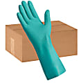 Tradex International Flock-Lined Nitrile General Purpose Gloves, Medium, Green, 24 Per Pack, Case Of 12 Packs