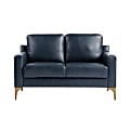 Lifestyle Solutions Serta Florence Faux Leather Loveseat, 35”H x 55-1/2”W x 33-1/2”D, Navy