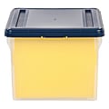 Office Depot® Brand Plastic Stackable File Tote With Built-In Handles And Snap Lid, 24 Quarts, Letter Size, 10 9/10" x 13 7/10" x 12 4/5", Clear/Blue 1 thumbnail image