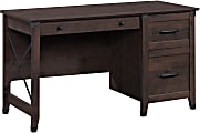 Sauder® Carson Forge 54”W Single Pedestal Computer Desk, Coffee Oak