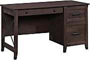 Sauder® Carson Forge 54”W Single Pedestal Computer Desk, Coffee Oak 1 thumbnail image