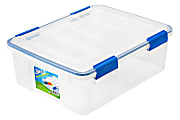 Ziploc® Weathertight® Plastic Storage Container With Built-In Handles And Snap Lid, 26.5 Quarts, 7 1/10" x 15 4/5" x 19 7/10", Clear