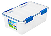 Ziploc® Weathertight® Plastic Storage Container With Built-In Handles And Snap Lid, 16 Quarts, 6 7/10" x 11 4/5" x 17 2/5", Clear