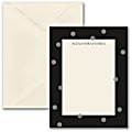 Custom Premium Stationery Flat Note Cards, 5-1/2" x 4-1/4", Floating Dots, Ecru-Ivory, Box Of 25 Cards