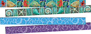 Barker Creek Double-Sided Borders, 3" x 35", Ocean, 12 Strips Per Pack, Set Of 2 Packs 1 thumbnail image