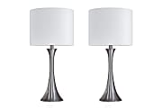 LumiSource Lenuxe Contemporary Table Lamps, 24-1/4”H, White Shade/Brushed Nickel Base, Set Of 2 Lamps 1 thumbnail image