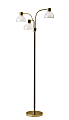 Adesso® Presley 3-Arm Floor Lamp, 69"H, Clear Shade/Shiny Gold Base