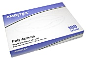Ambitex Polyethylene Aprons, 28" x 46", White, Box Of 100