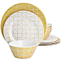 Laurie Gates California Designs Summer Bloom 12-Piece Melamine Dinnerware Set, Gold 1 thumbnail image