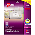 Avery® Matte Shipping Labels With Sure Feed® Technology, 15664, Rectangle, 3-1/3" x 4", Clear, Pack Of 60