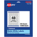 Avery® Permanent Labels With Sure Feed®, 94606-WMP250, Starburst, 1", White, Pack Of 12,000