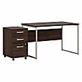Bush® Business Furniture Hybrid 48"W x 30"D Computer Table Desk With 3-Drawer Mobile File Cabinet, Black Walnut, Standard Delivery 1 thumbnail image