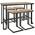 Lumisource Roman Industrial Counter-Height Table With 4 Stools, Gray/Camel