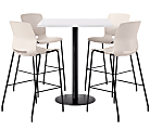 KFI Studios Proof Bistro Square Pedestal Table With Imme Bar Stools, Designer White Top/Black Base/Moonbeam Chairs - 840031941176 1 thumbnail image