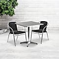 Flash Furniture Lila Square Aluminum Indoor-Outdoor Table With 2 Chairs, 27-1/2"H x 27-1/2"W x 27-1/2"D, Black, Set Of 3 1 thumbnail image
