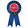 Amscan Winner Pin-On Rosette Award Ribbons, 6", Blue, Pack Of 12 Ribbons
