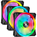 Corsair iCUE QL120 RGB 120mm PWM Triple Fan With Lighting Node CORE - 3 Pack - 4.72" Maximum Fan Diameter - 3 x Fan(s) - 312.7 gal/min Maximum Airflow - 1500 rpm - Hydraulic Bearing - 4-pin - RGB LED - Rubber - 3 pc(s) - Case